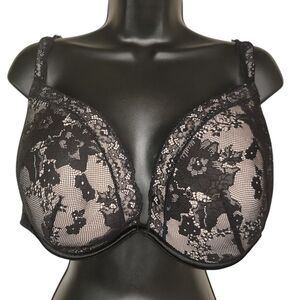 Cacique Lane Bryant Bold Lace Plunge Push-up bra size 44DD